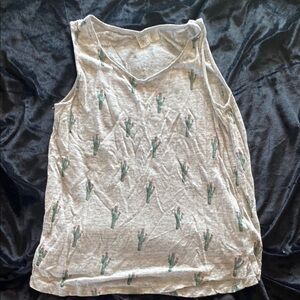 Artisan Ny Cactus Print Gray Tank Top